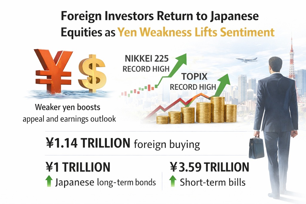 Foreign investors return to Japanese equities as yen weakness lifts sentiment